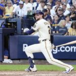 Sal Frelick Milwaukee Brewers outfielder making a defensive play