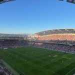 Chivas vs Atlas players battling for the ball during their 1-0 friendly match at BMO Stadium in Los Angeles