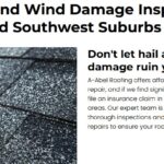 Illinois roofing contractor inspecting hail damage on a residential roof after a storm
