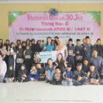 PT Starlead Technology Indonesia team members delivering aid during their CSR visit to Al-Mabrurotul Munawwaroh Al-Amanah orphanage in Tangerang