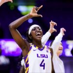 LSU basketball star Flau'jae Johnson practicing in the empty PMAC arena