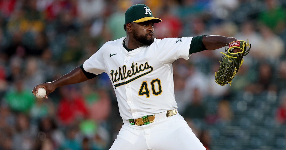 Luis Severino pitching for the Oakland Athletics on Opening Day 2026