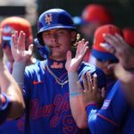 New York Mets rookie outfielder Carson Benge in spring training action