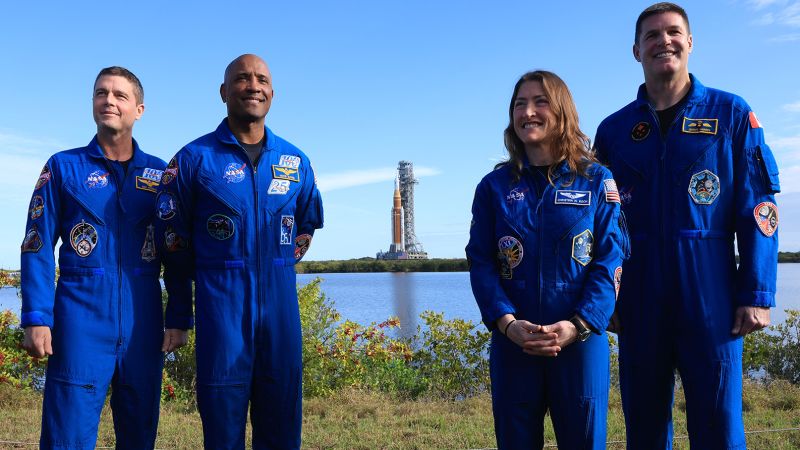 NASA Artemis II mission crew of four astronauts in training for historic lunar flyby