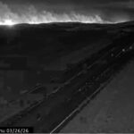 Aerial view of Nebraska wildfires burning across Grant County landscape