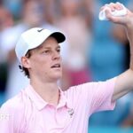 Jannik Sinner celebrates victory at the Miami Open semi-finals
