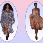 Spring 2026 fashion trend mood board featuring dark romantic vintage styles with silk fringe and drop-waist silhouettes