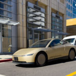 Tesla Cybercab two-seat autonomous robotaxi on a city street for urban efficiency