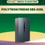 Transmart store display showing the discounted 436L side-by-side refrigerator on promotion