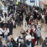 TSA agents working at airport security checkpoint during government shutdown