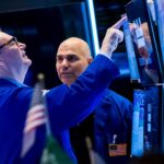 U.S. stock market chart showing surge on reports of U.S.-Iran de-escalation