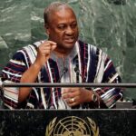 Former Ghana President John Mahama portrait with Lincoln University campus backdrop