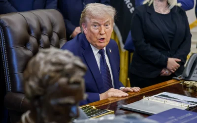 President Trump speaks during a press conference in the Oval Office this week. Photo: Will Oliver/EPA/Bloomberg via Getty Images