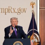 AbbVie and Genentech logos announcing TrumpRx drug discount program for uninsured patients