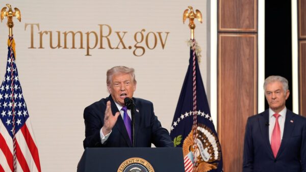 AbbVie and Genentech logos announcing TrumpRx drug discount program for uninsured patients