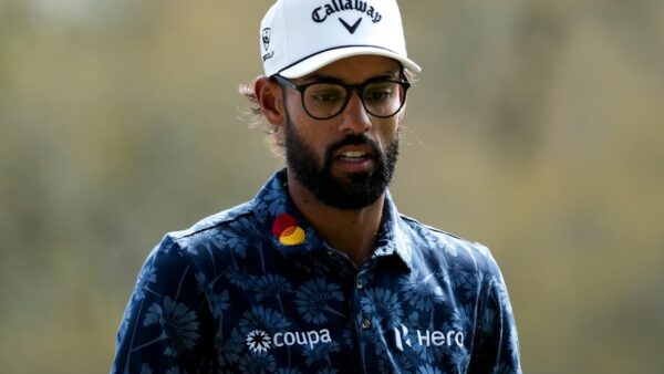 Akshay Bhatia practicing for the 2026 Masters Tournament at Augusta National