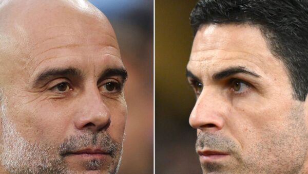 Mikel Arteta on the touchline during an Arsenal match