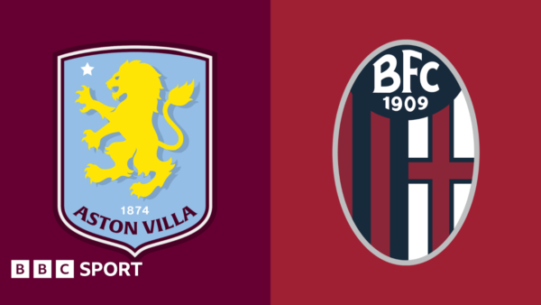 Aston Villa and Bologna players in action during a UEFA Europa League match at Villa Park