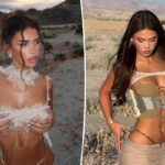 Australian influencer Leah Halton posing in her Coachella festival outfit