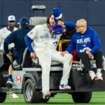Toronto Blue Jays pitcher Cody Ponce injured on the field at Rogers Centre