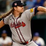 Grant Holmes Atlanta Braves pitcher warming up for start vs Arizona Diamondbacks