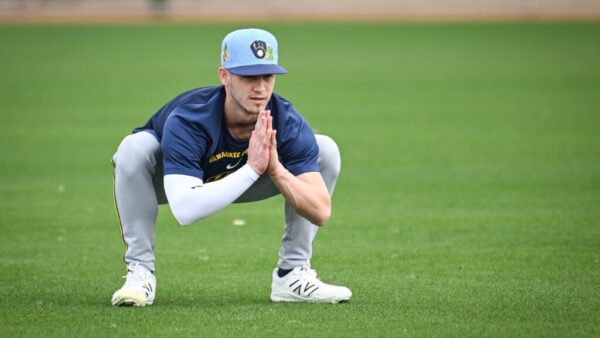 Coleman Crow Milwaukee Brewers pitcher warming up for MLB debut against Pirates