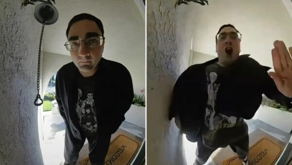 Doorbell camera footage still from California home invasion standoff in Fairfield