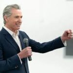 California Governor Gavin Newsom speaking about state economic growth and fiscal policies