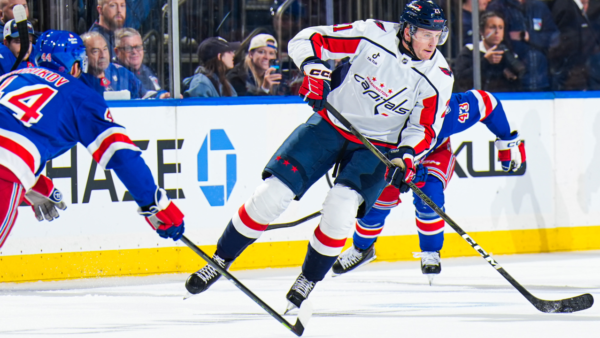 Washington Capitals vs New York Rangers players clash in a crucial late-season Metropolitan Division NHL game
