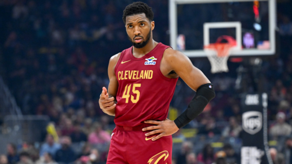 Cleveland Cavaliers star Donovan Mitchell in game action, with trade rumors swirling