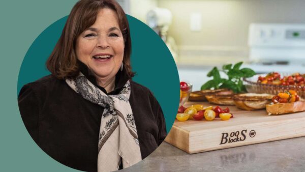 Ina Garten, Rachael Ray, and Giada De Laurentiis recommend a John Boos wooden cutting board on a kitchen counter