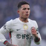 Chelsea midfielder Enzo Fernandez looks on during a match