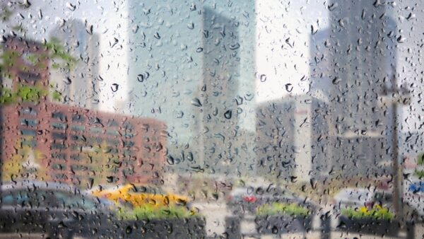 Chicago weather forecast map showing chance of showers and storms this week