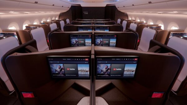 New Delta One business class suite interior on an Airbus A350-1000 aircraft