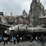 Exterior of Dok-Ondar's Den of Antiquities shop at Disneyland's Star Wars Galaxy's Edge closed for refurbishment