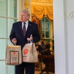 DoorDash driver Sharon Simmons speaking with President Donald Trump at a White House press conference