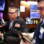 Dow Jones Industrial Average chart showing decline amid Iran war uncertainty and oil price surge