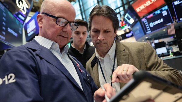 Dow Jones Industrial Average chart showing stability amid U.S.-Iran geopolitical tensions and surging oil prices