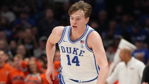 Duke transfer forward Nikolas Khamenia in a UConn Huskies uniform graphic