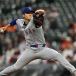 Texas Rangers rookie pitcher Jack Leiter warming up for a fantasy baseball recommended start