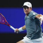 João Fonseca playing against Gabriel Diallo in Monte Carlo Masters qualifying match