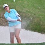 Lauren Coughlin playing a shot during the Aramco Championship at Shadow Creek