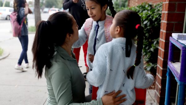 LAUSD strike protest and picket line outside Los Angeles school
