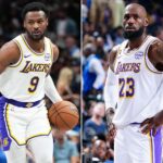 LeBron James shows frustration with son Bronny James after a bad pass during Lakers vs Mavericks game