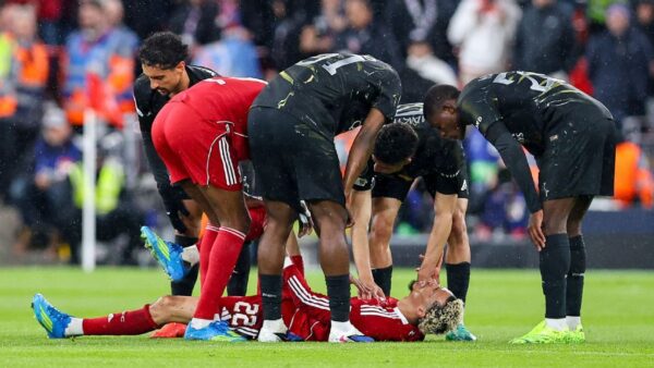 Liverpool striker Hugo Ekitike injured and stretchered off during PSG Champions League match at Anfield