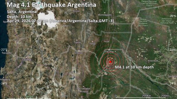 Magnitude 4.1 Earthquake Strikes Near Tartagal, Argentina