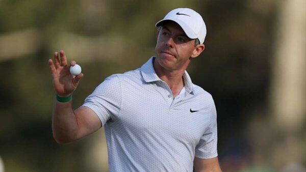 Rory McIlroy celebrates his six-shot Masters lead at Augusta National