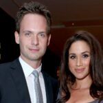 Meghan Markle and Patrick J. Adams on the set of Suits