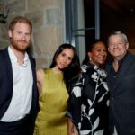 Meghan Markle wearing a bright chartreuse gown at a Netflix event in Montecito