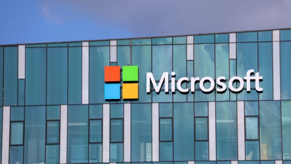 Microsoft stock chart showing a 31% drop amid AI competition from Google and Amazon